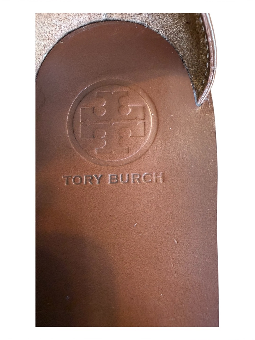 Tory Burch Zoey Leather Flat Sandals 7.5 Tan Nude Resort Vacation Summer Shoes - Picture 3 of 10